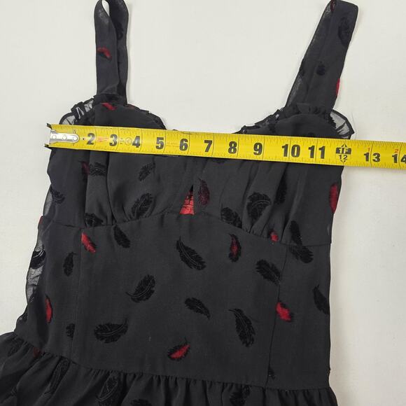 Tripp NYC Dress Womens XS Black Red Feather Velvet Gothic Alternative Layered - Picture 10 of 10